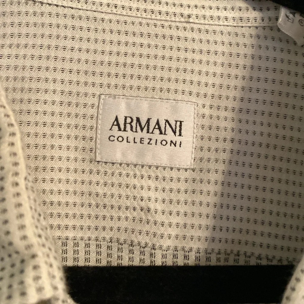 Armani Collezioni mens button down - large - white with black polka dots - Picture 2 of 7